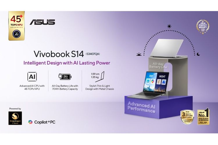 ASUS Vivobook S14 (S3407QA), Laptop AI dengan Performa Cerdas dan Desain Portabel