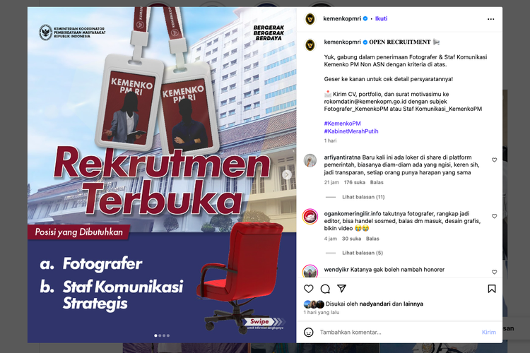 2 Hari Lagi Ditutup, Ini Syarat dan Cara Daftar 4 Posisi Lowongan Kemenko-PM