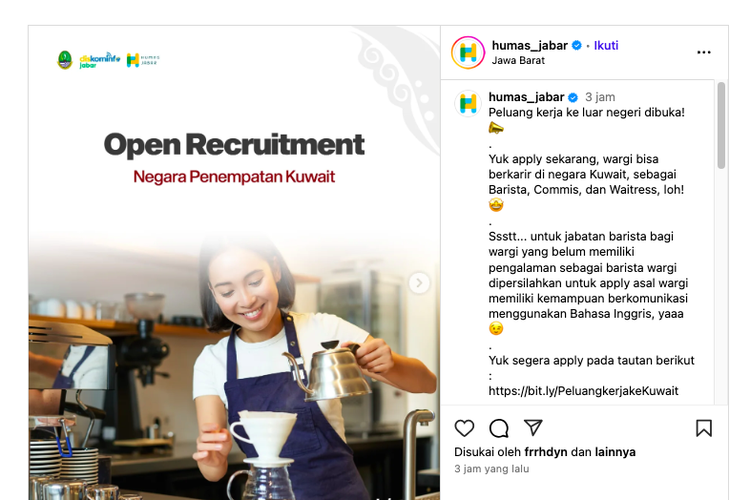Daftar Segera! Pemprov Jabar Buka Lowongan Kerja ke Kuwait, Gaji hingga Rp 10 Juta, Ini Linknya