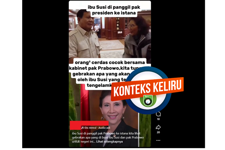 Video yang mengeklaim Prabowo memanggil Susi Pudjiastuti ke Istana Negara pada September 2025